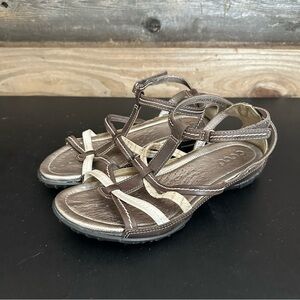 ECCO Groove Coffee Brown Sand Gladiator Bison Ankle Strap Sandals US 6 EU 37